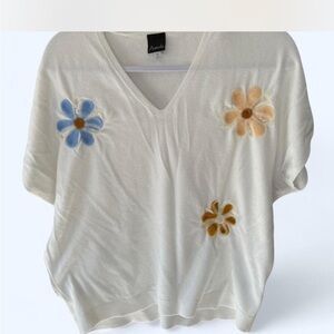 Aaeda Floral-Embroidered Dolman Short Sleeve Top